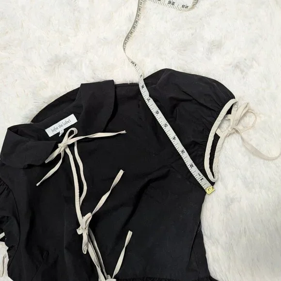 Sofie the Label black blouse with white ribbon bows - Picture 4 of 6